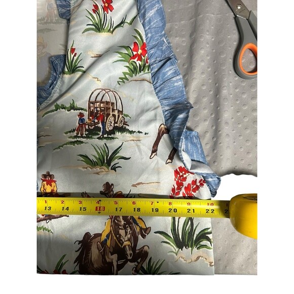 Womens Ruffle Blouse Size XL Retro Horse Cowboy Graphics nostalgic whimsical - Picture 5 of 7